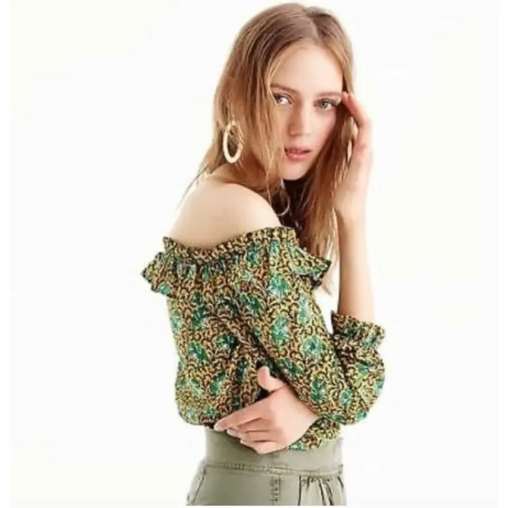 J. Crew Off The Shoulder Ratti Elephant Print Top // 4